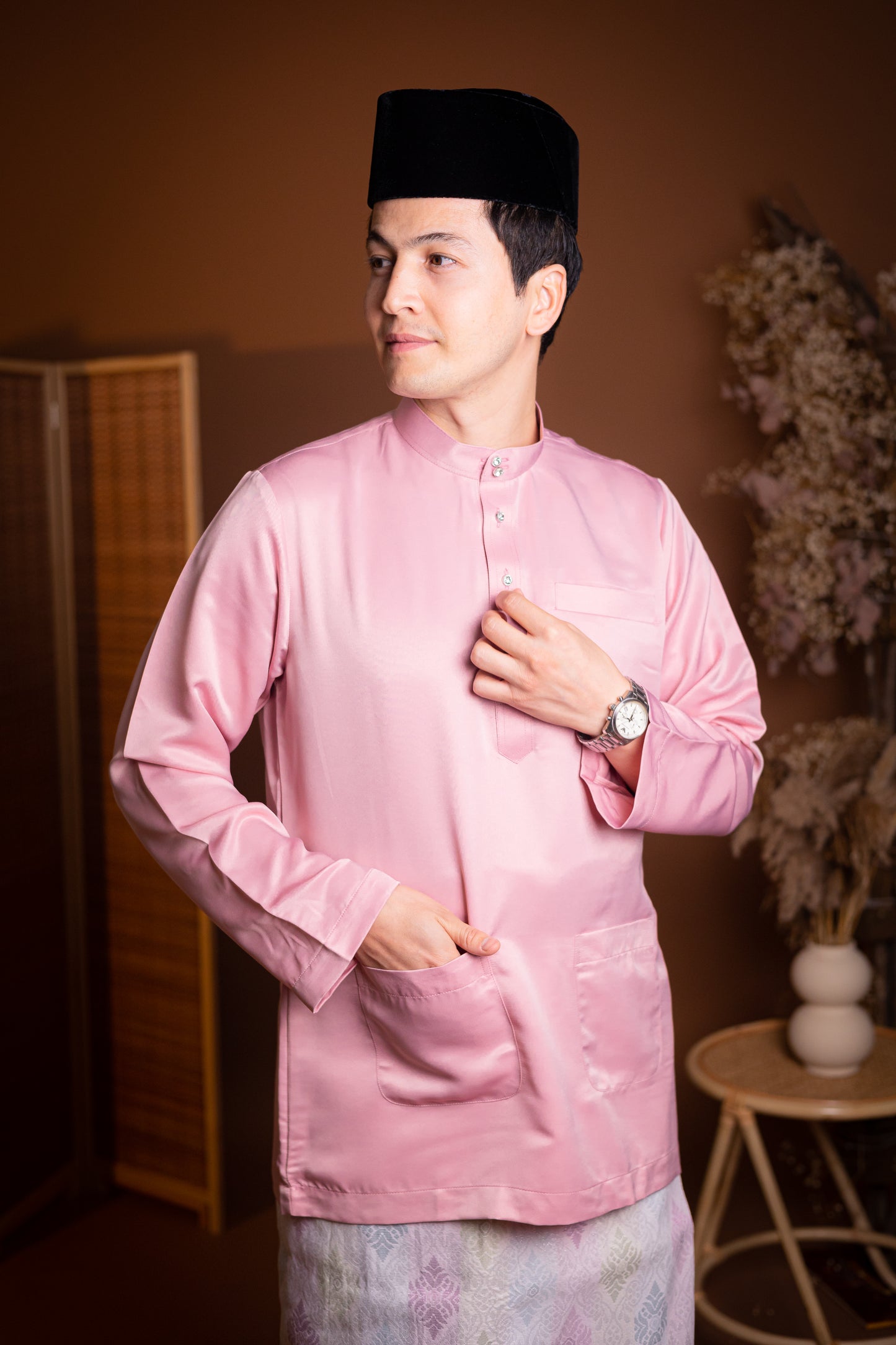 Maysha Baju Melayu Modern Regular Fit Satin Silk