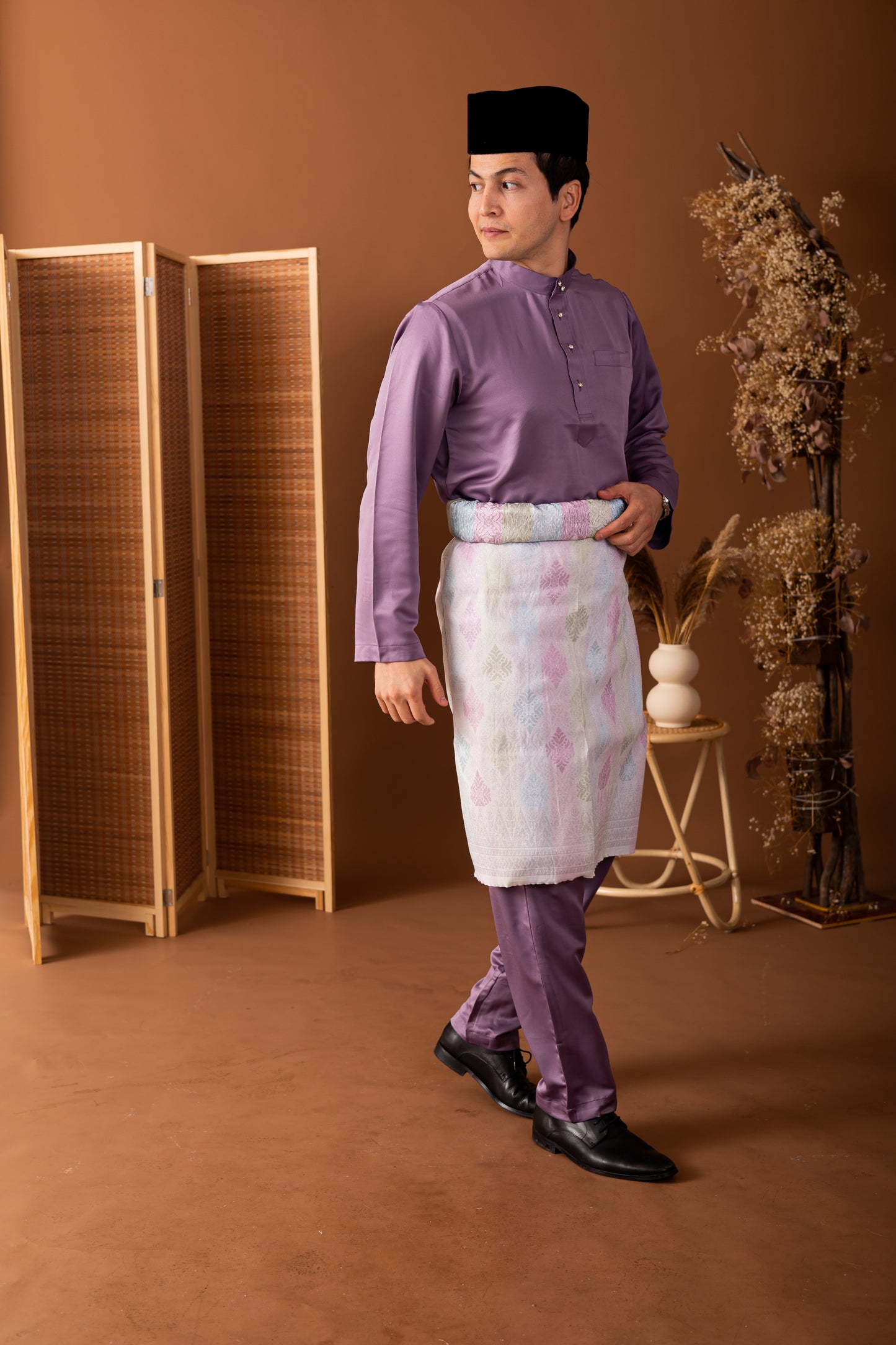 Maysha Baju Melayu Modern Regular Fit Satin Silk