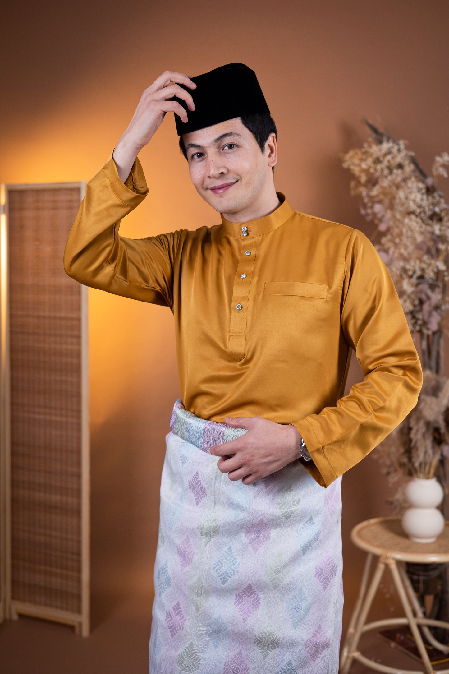 Maysha Baju Melayu Modern Regular Fit Satin Silk